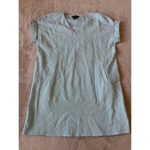 Peace of Cloth Dress V-Neck Short Sleeve Pockets Casual Blue White Size S